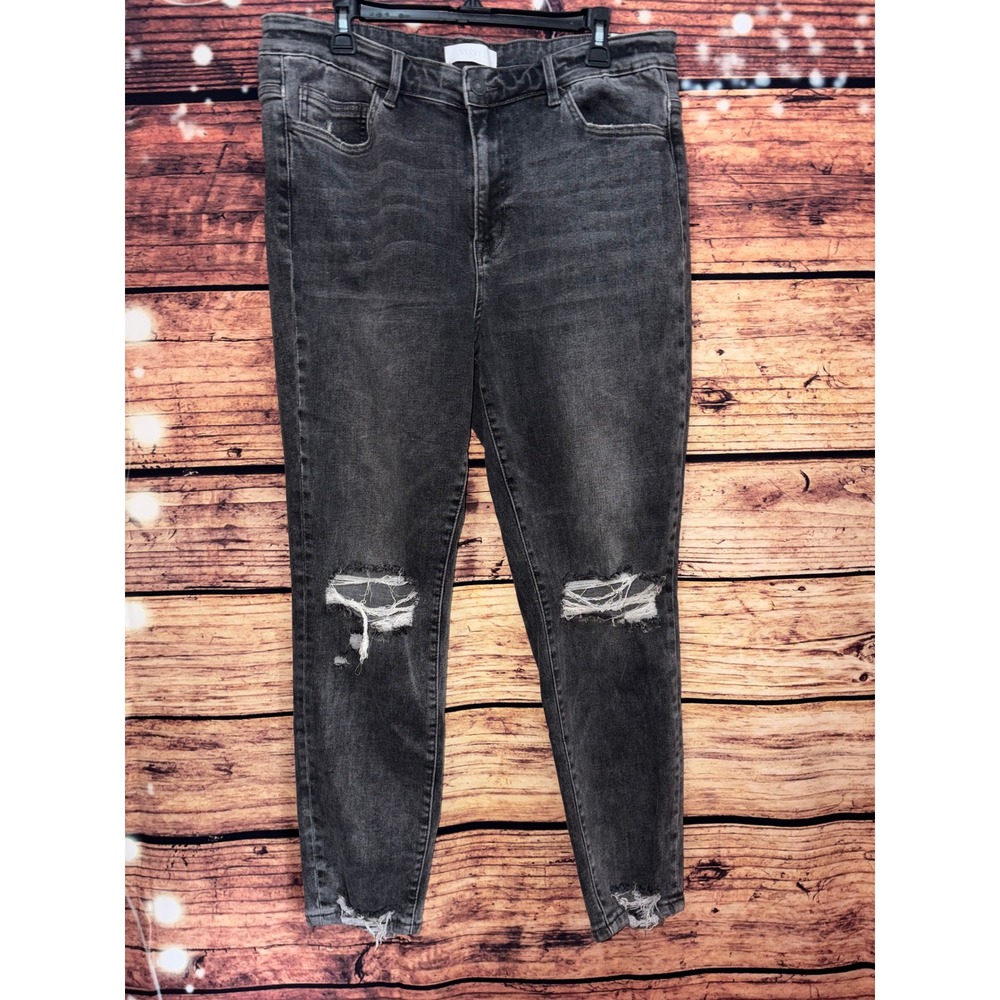Vervet Blue Womens High Rise Skinny Jeans Charcoal Gray Faded Denim Pants
